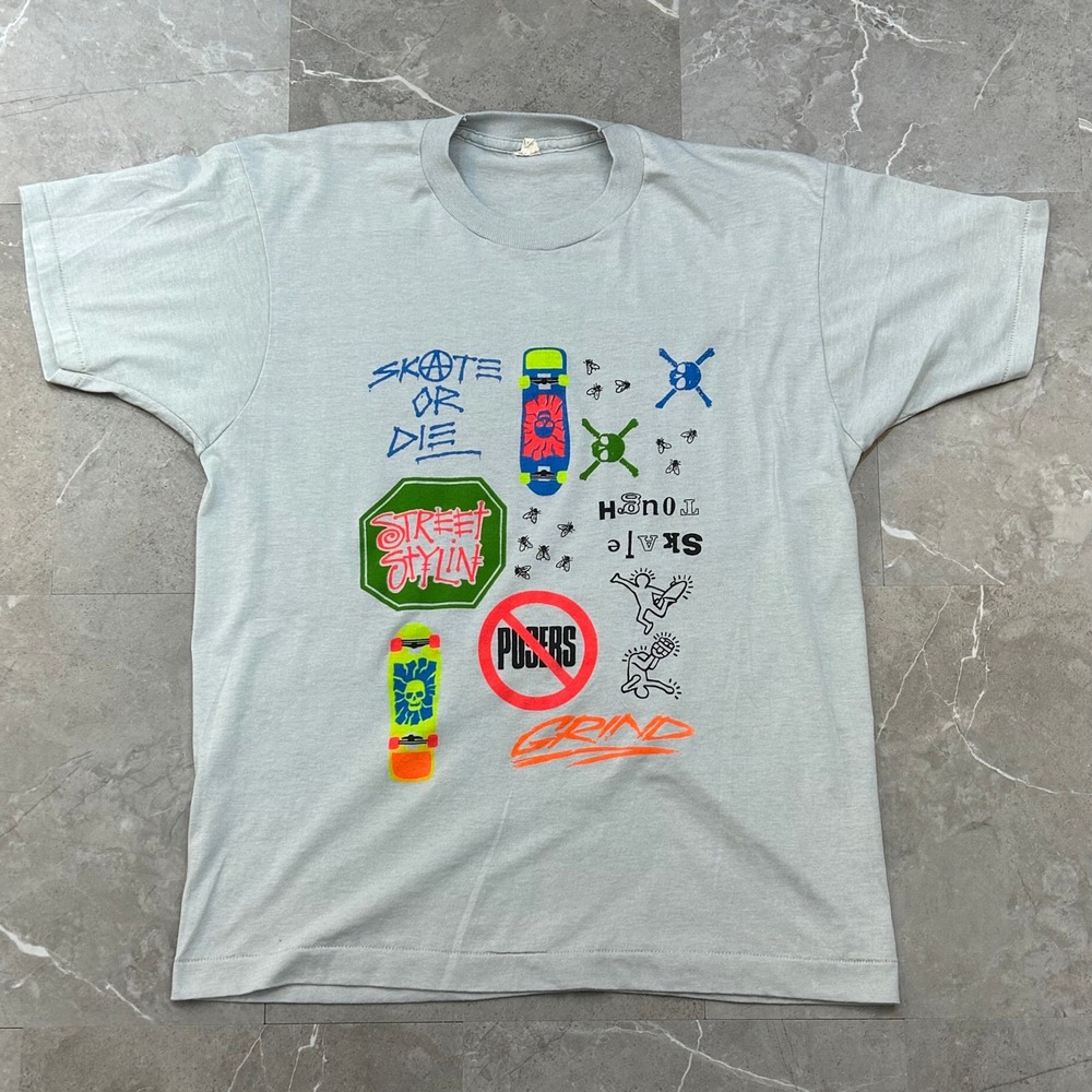 80s Vintage Skate Or Die Graphic Tee Mens Medium No Posers Skateboarding Shirt
